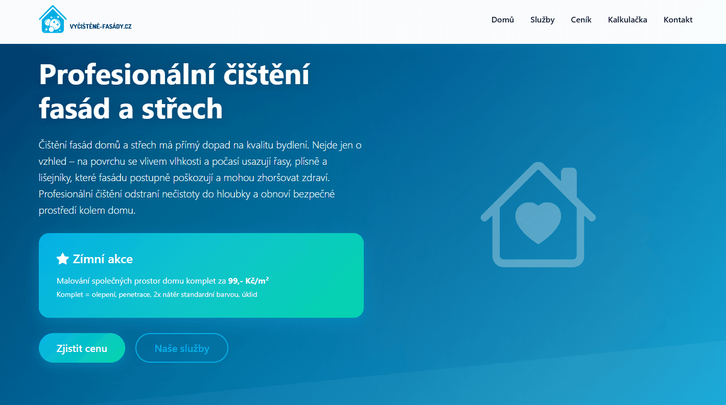 Cistefasady.cz – lead gen web